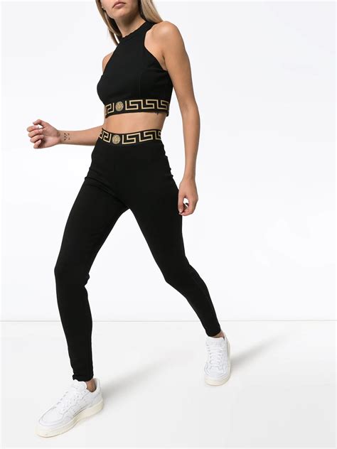 versace black bra|Versace sports bra and leggings.